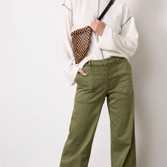 Kut from the Kloth Green Flare Wide Leg Utility Pants, Size 4 - Picture 2 of 6